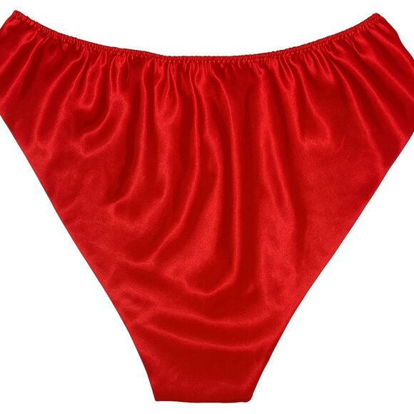 Vintage Victoria’s Secret S Panties Red Satin Lace High Leg Brief Gold Label Y2K - Picture 5 of 5